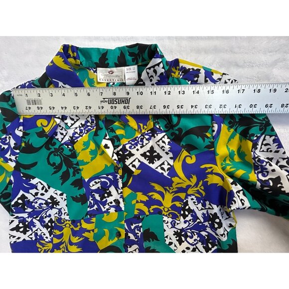 Worthington Essentials Women's Button Down Long Sleeve Top Geo Print Size 12 - Picture 6 of 8